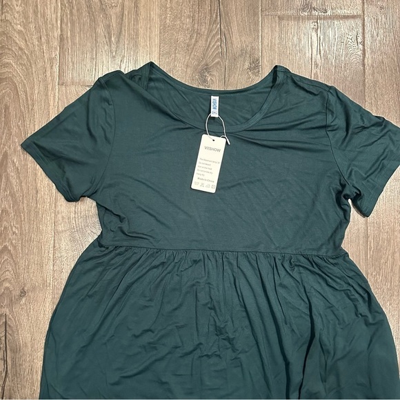 NWT ViiShow Women’s Short Sleeve V Neck Maxi Dress Dark Green Pockets Plus 2XL - Picture 3 of 11